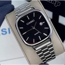 ساعت مچی مردانه کاسیو اولدمانی CASIO ژاپنی صفحه مشکی + جعبه — تصویر ۲