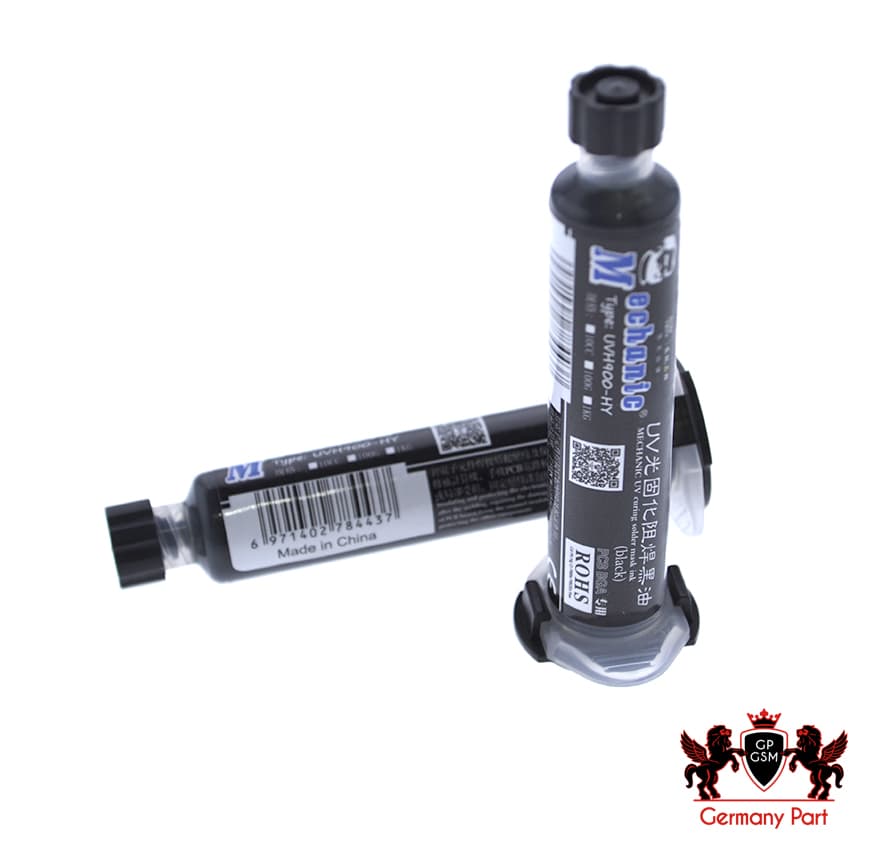 UV SOLDER MASK INK MECHANIC-چسب UV برای حفاظت از اتصال کوتاه و قطع شدن سیم کشی روی برد(مشکی) — تصویر ۲