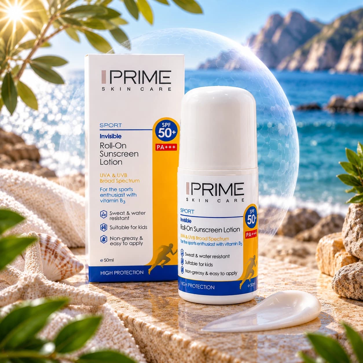 لوسیون ضد آفتاب رولی بی رنگ پریم +SPF50 — تصویر ۷