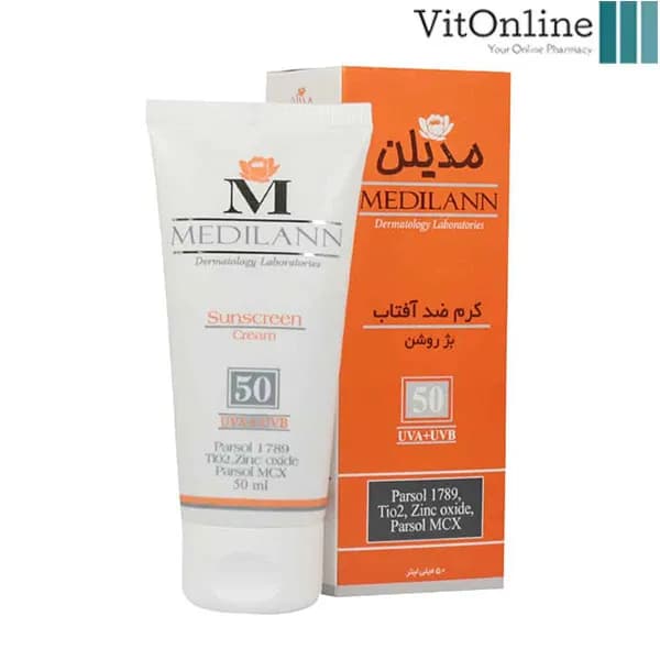 کرم ضد آفتاب رنگی SPF50 مدیلن مناسب پوست های معمولی و خشک ۵۰ میلی لیتر