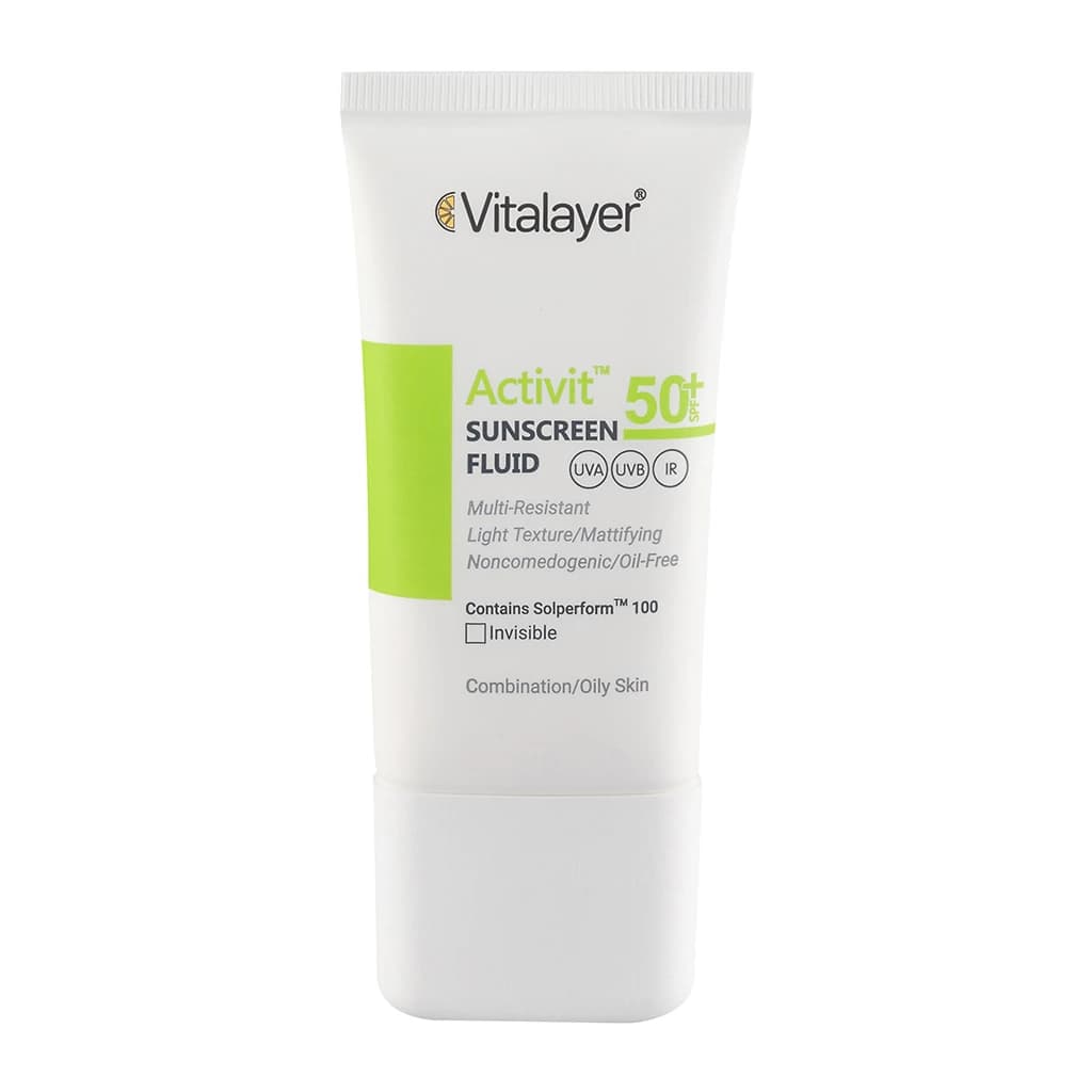 فلوئید ضد آفتاب بی رنگ ویتالایر مدل Activit با SPF50 مناسب پوست چرب حجم 50 میلی لیتر — تصویر ۲