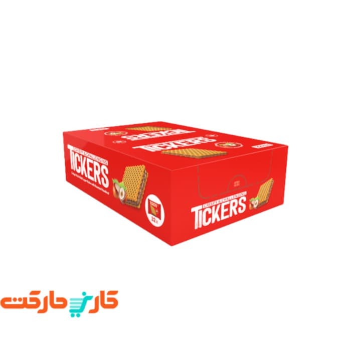 ویفر کاکائویی فندقی با تکه های فندق تیکرز (Tickers) بسته 32 عددی — تصویر ۲