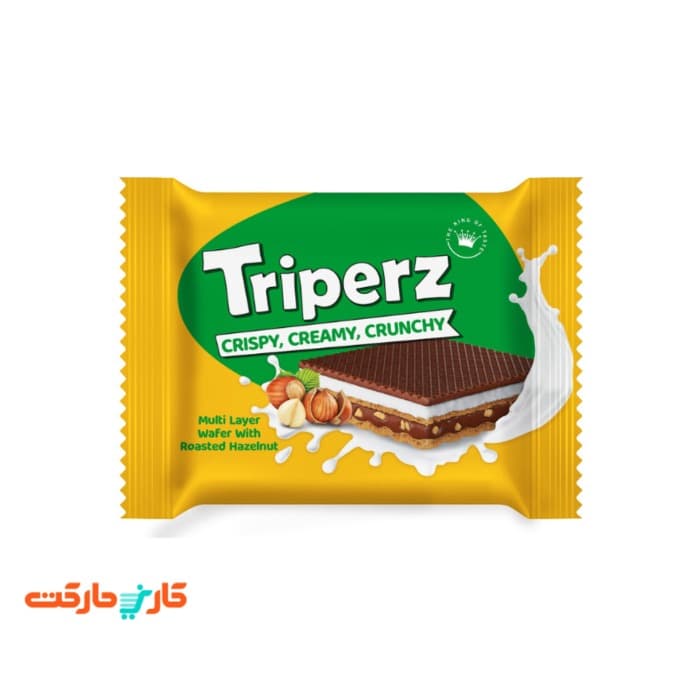 ویفر شیری فندقی با تکه های فندق و روکش شکلات شیری تریپرز (Tripers) 25 گرم