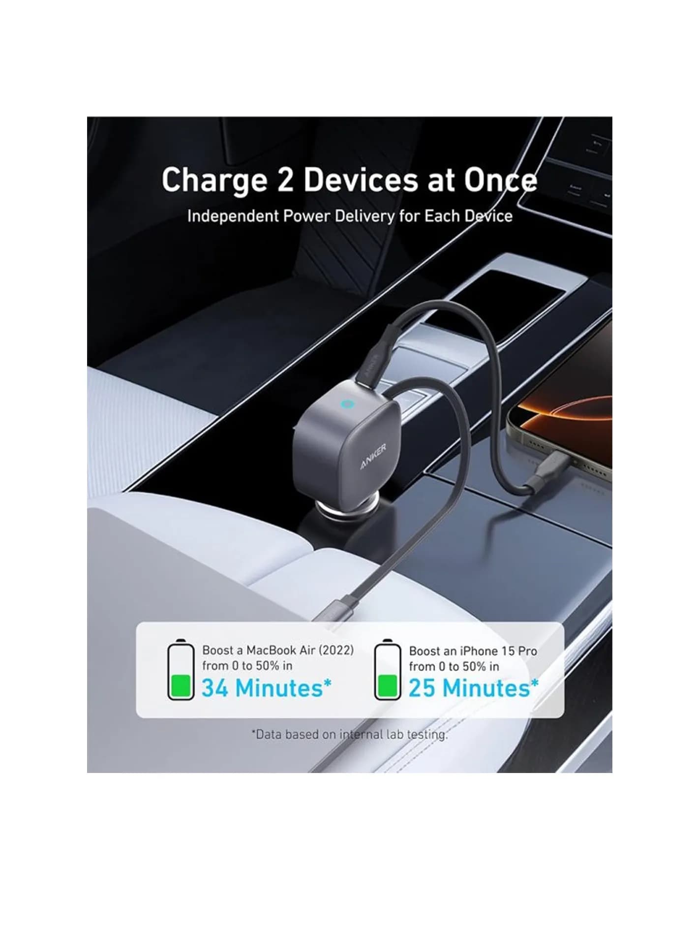 شارژر فندکی 75 وات انکر Anker USB-C Nano Car Charger 75W مدل A2738HA2 — تصویر ۸