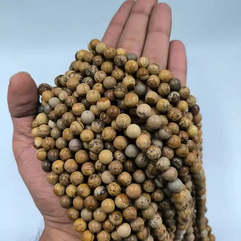 ریسه سنگ جاسپر پیکچر سایز 8 میلی‌متر درجه یک کد 1907 — تصویر ۲