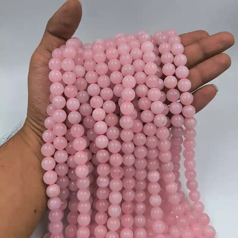 ریسه سنگ رز کوارتز سایز 8 و 10 میلیمتر درجه یک کد 1902 — تصویر ۹