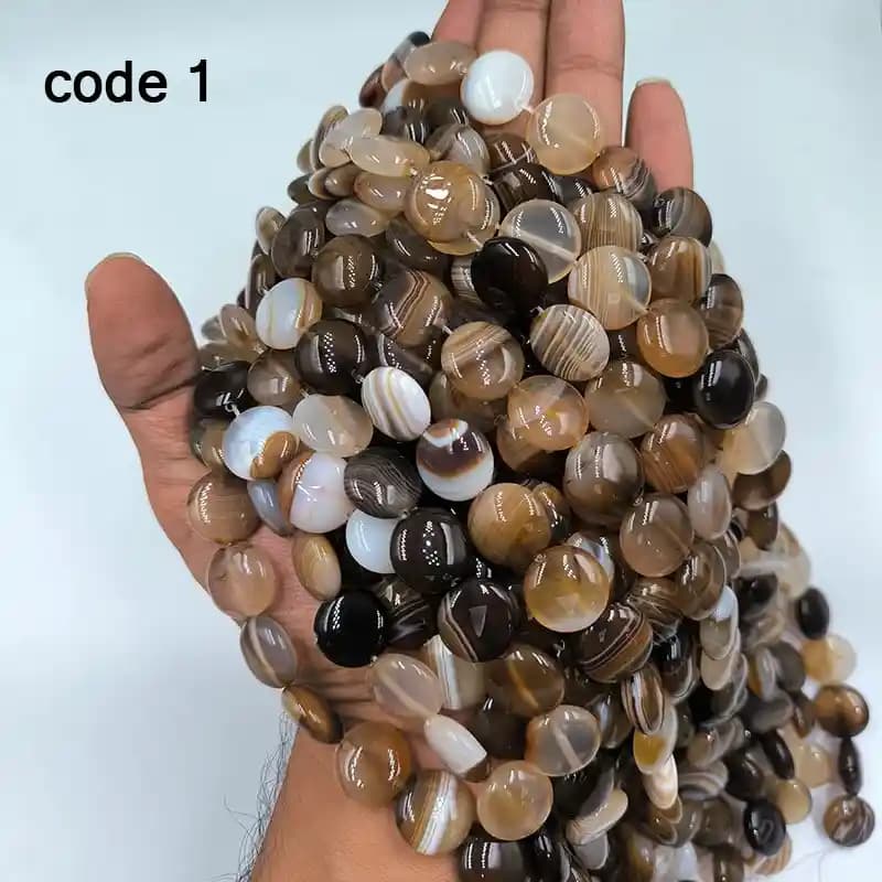 ریسه سنگ عقیق سکه‌ای سایز 16 میلی‌متر کد 1900 — تصویر ۲