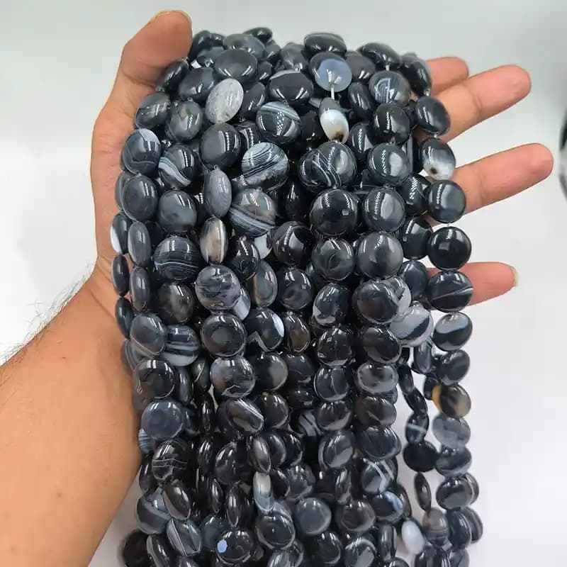 ریسه سنگ عقیق سکه‌ای سایز 16 میلی‌متر کد 1900 — تصویر ۵