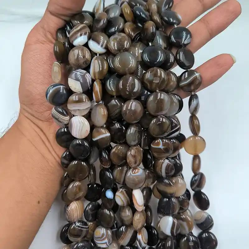 ریسه سنگ عقیق سکه‌ای سایز 16 میلی‌متر کد 1900 — تصویر ۸
