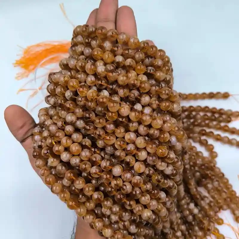 ریسه سنگ سیترین درجه یک سایز ۸ میلی‌متر کد ۱۸۹۶ — تصویر ۶