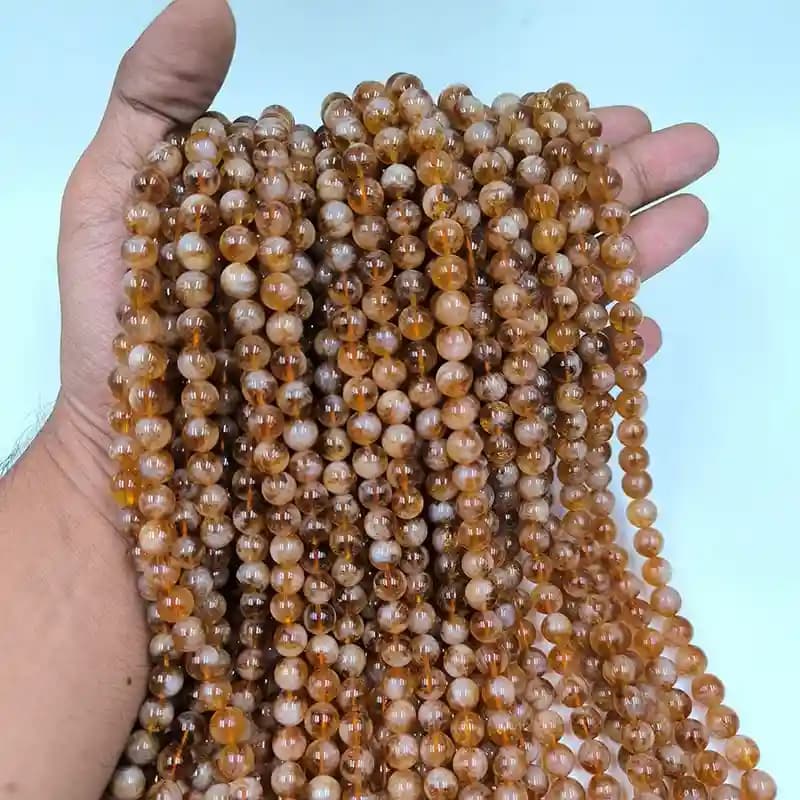ریسه سنگ سیترین درجه یک سایز ۸ میلی‌متر کد ۱۸۹۶ — تصویر ۳