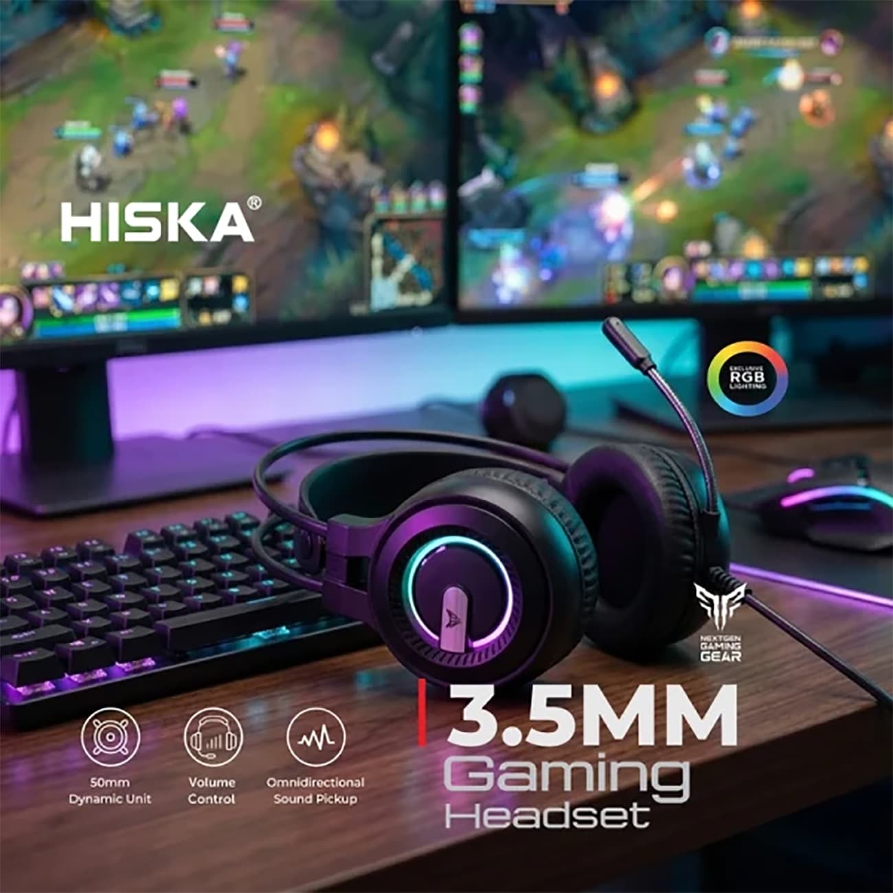 هدست گیمینگ سیمی هیسکا مدل GHR-09 با نور RGB — تصویر ۴