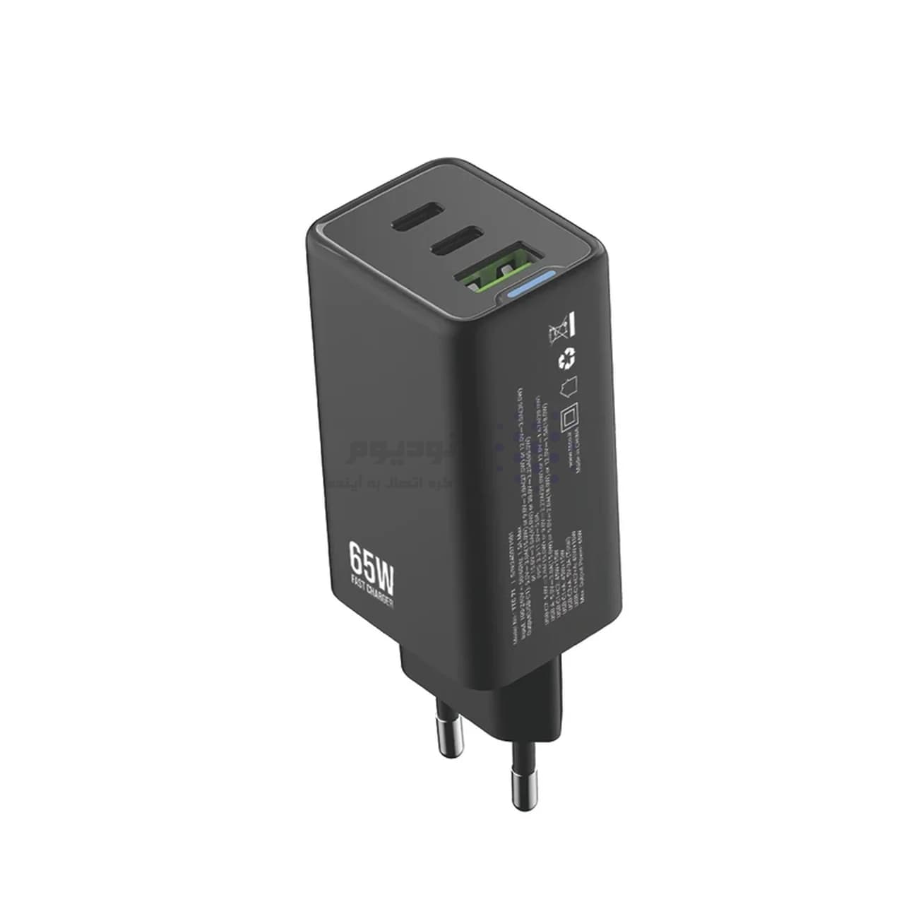 شارژر دیواری PD و فست سه پورت TSCO مدل TTC 71 65W – مشکی — تصویر ۴