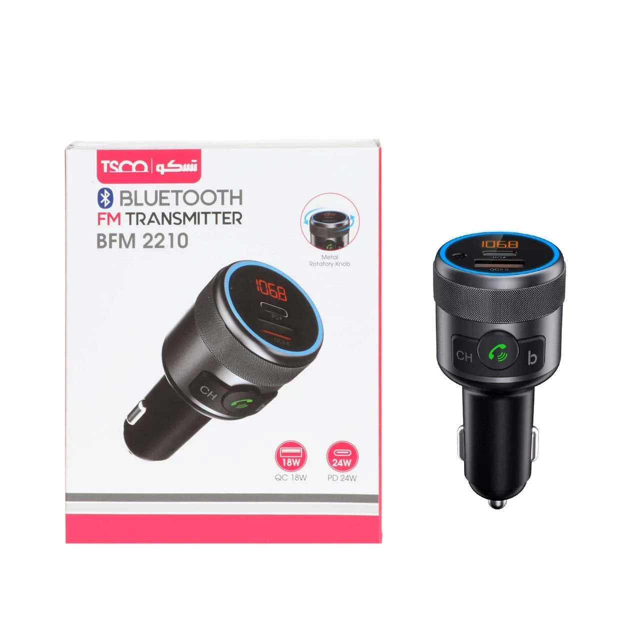 پخش کننده بلوتوث FM و شارژر فندکی خودرو Tsco مدل BFM 2210 – مشکی — تصویر ۹