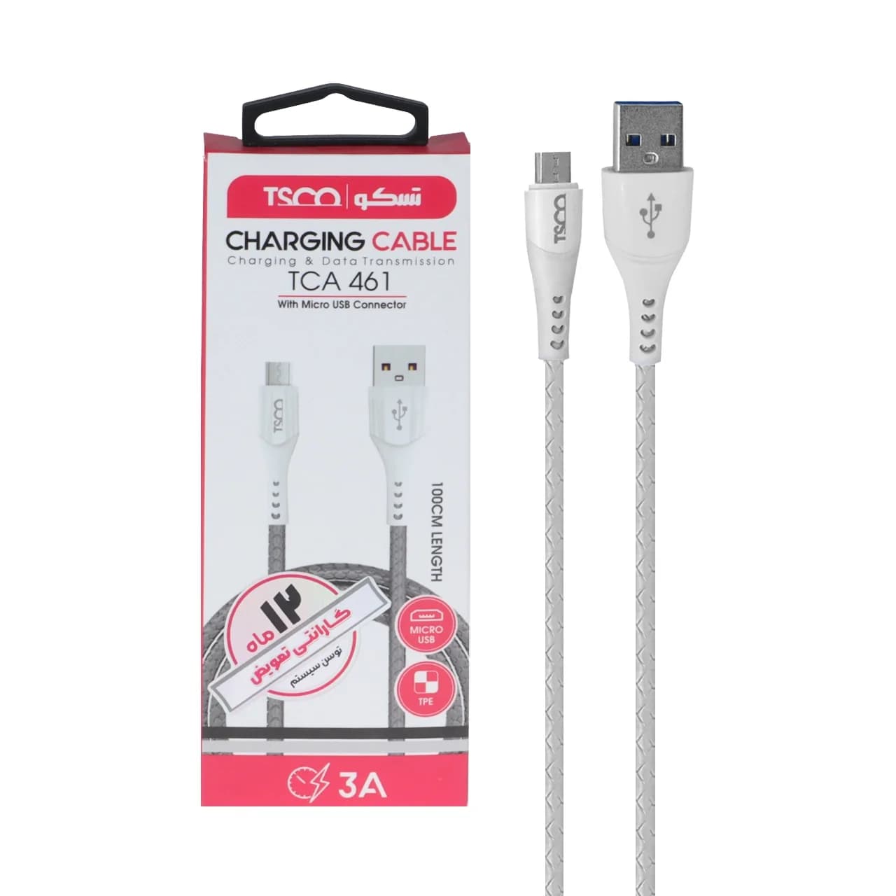 کابل شارژ فست اندروید TSCO مدل TCA 461 – سفید