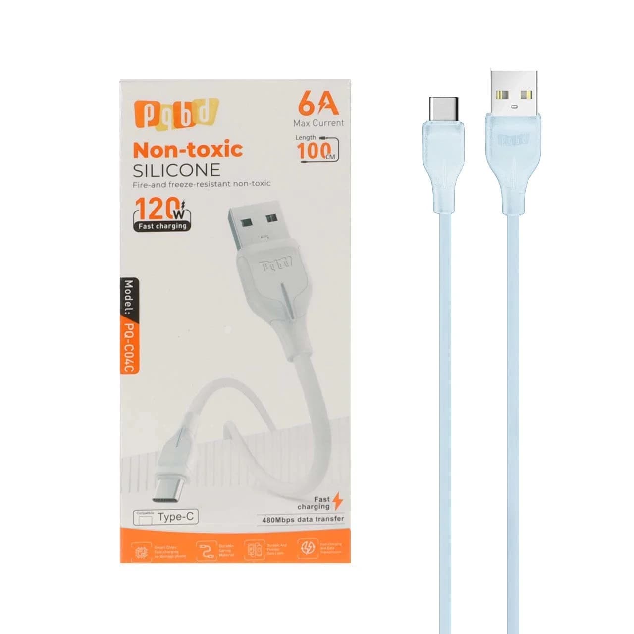 کابل شارژ فست pqbd Type-C مدل PQ-C04C 120W – آبی — تصویر ۲