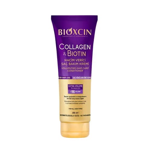 ماسک تیوپی حجم دهنده مو بیوکسین Bioxcin بنفش حاوی بیوتین و کلاژن حجم 250 میل — تصویر ۷