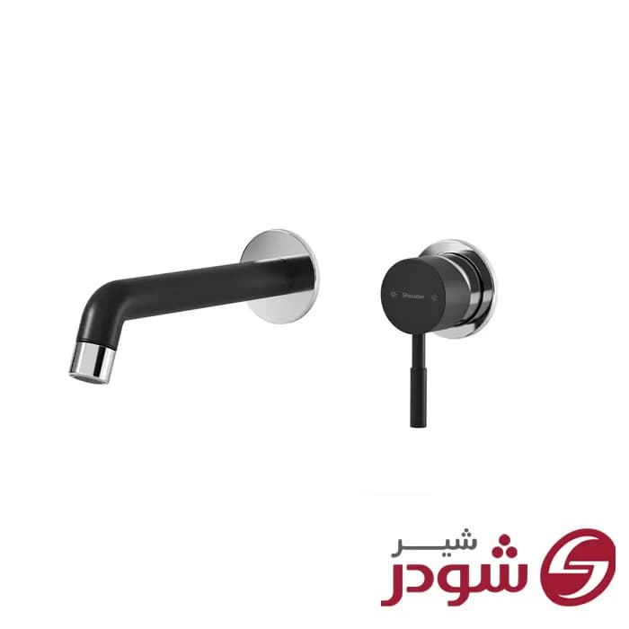 شیر روشویی دو تکه توکار شودر مدل روگن مشکی کروم — تصویر ۲