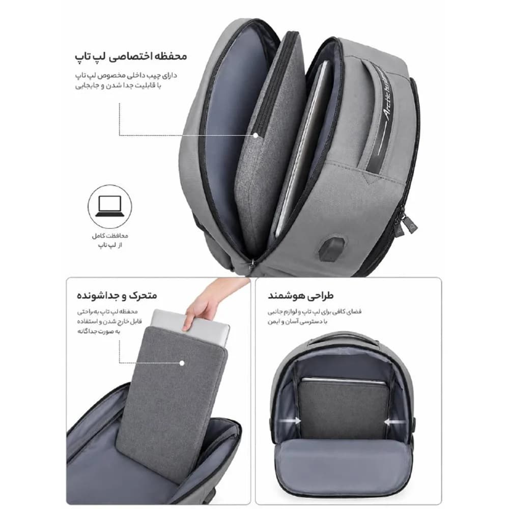 کوله پشتی لپ تاپ ARCTIC HUNTER مدل 7127 — تصویر ۷