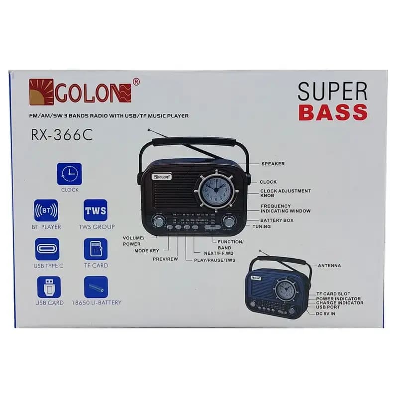 رادیو FM، AM، SW گولون مدل RX-366C دارای پورت USB — تصویر ۸