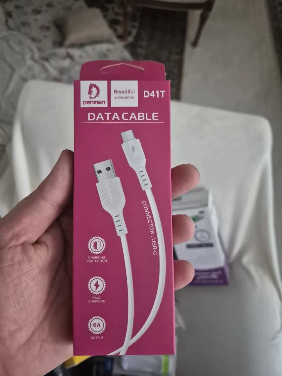 کابل فست شارژ تایپ سی Denmen D41T 2.4A — تصویر ۴