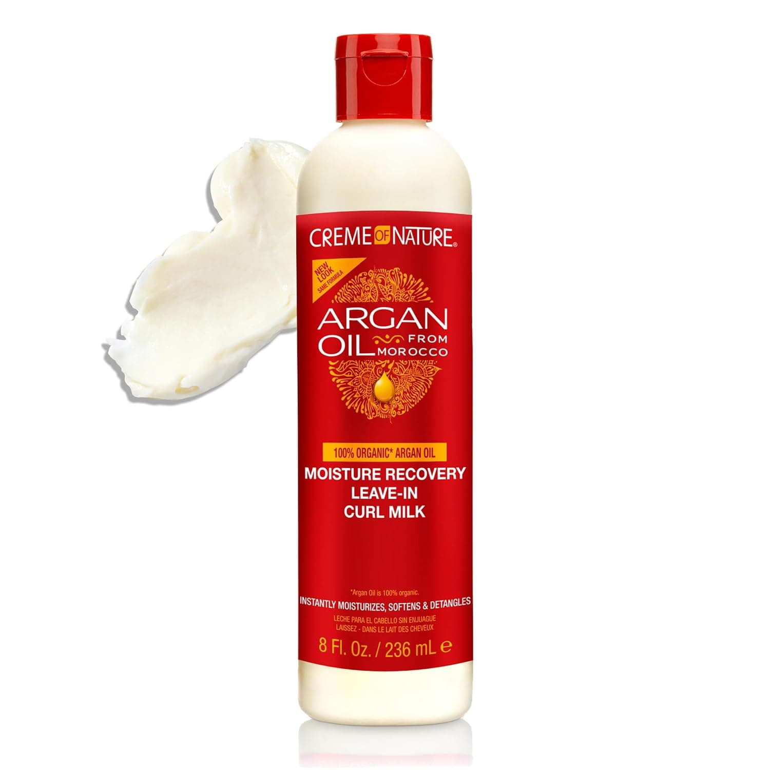 شیر مو آبرسان بعد از حمام آرگان مراکشی کرم آف نیچر Creme Of Nature Argan Oil Moisture Recovery Leave-In Curl Milk 236ml — تصویر ۸