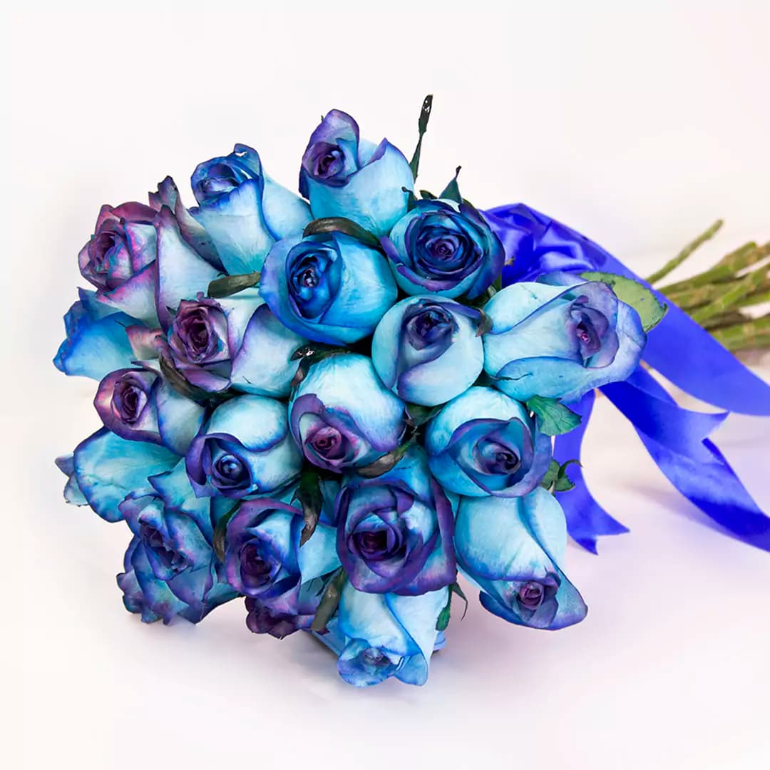 دسته گل رز آبی 21 شاخه کد 21917| باختر — تصویر ۴