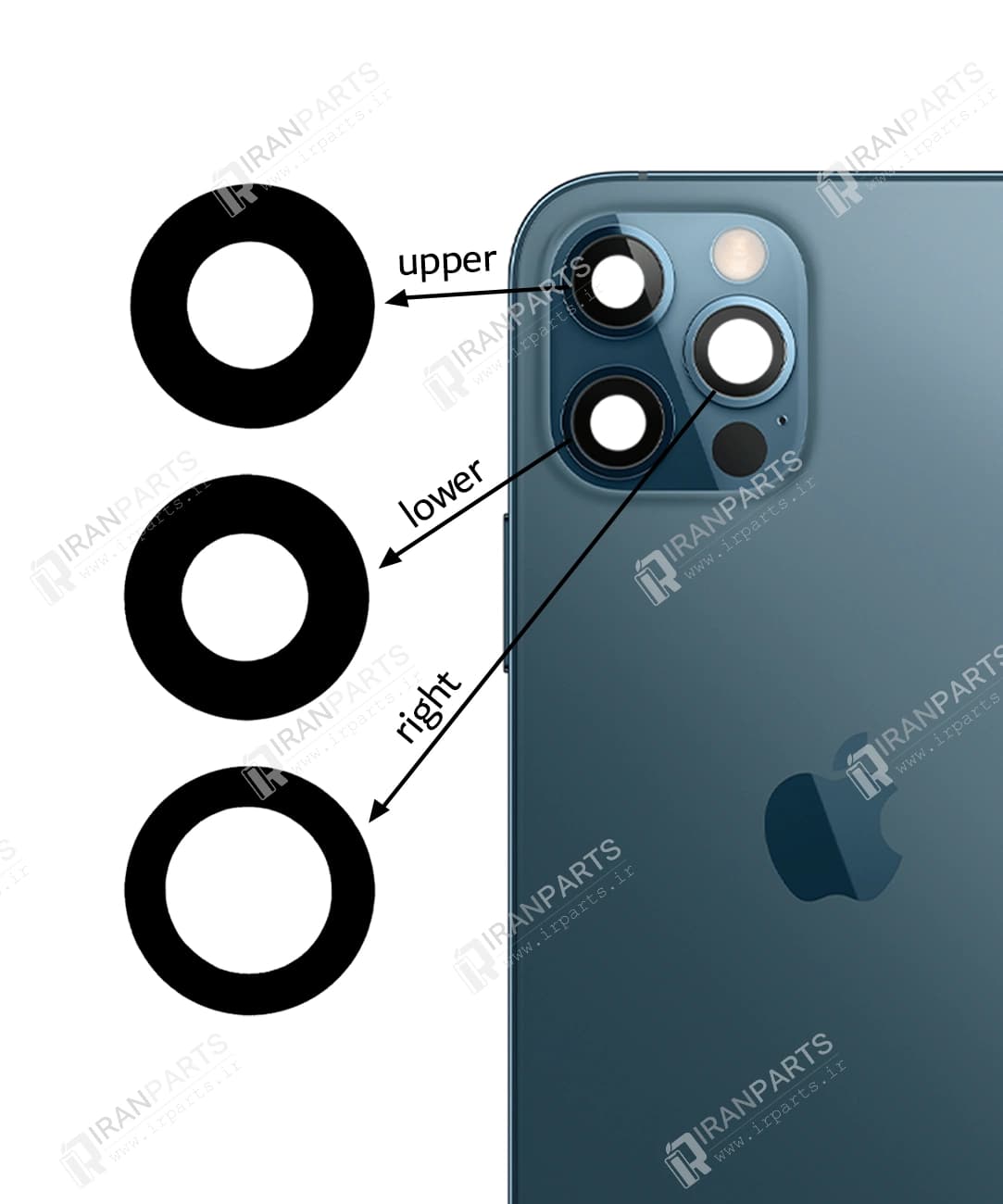 شیشه لنز دوربین آیفون 12 پرو | iPhone 12 Pro Glass Camera — تصویر ۳