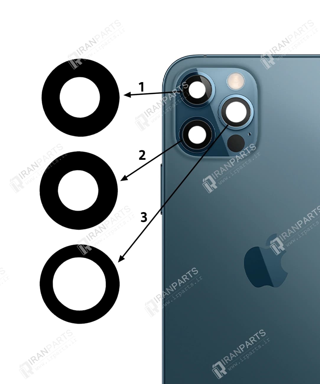 شیشه لنز دوربین آیفون 12 پرو | iPhone 12 Pro Glass Camera — تصویر ۲