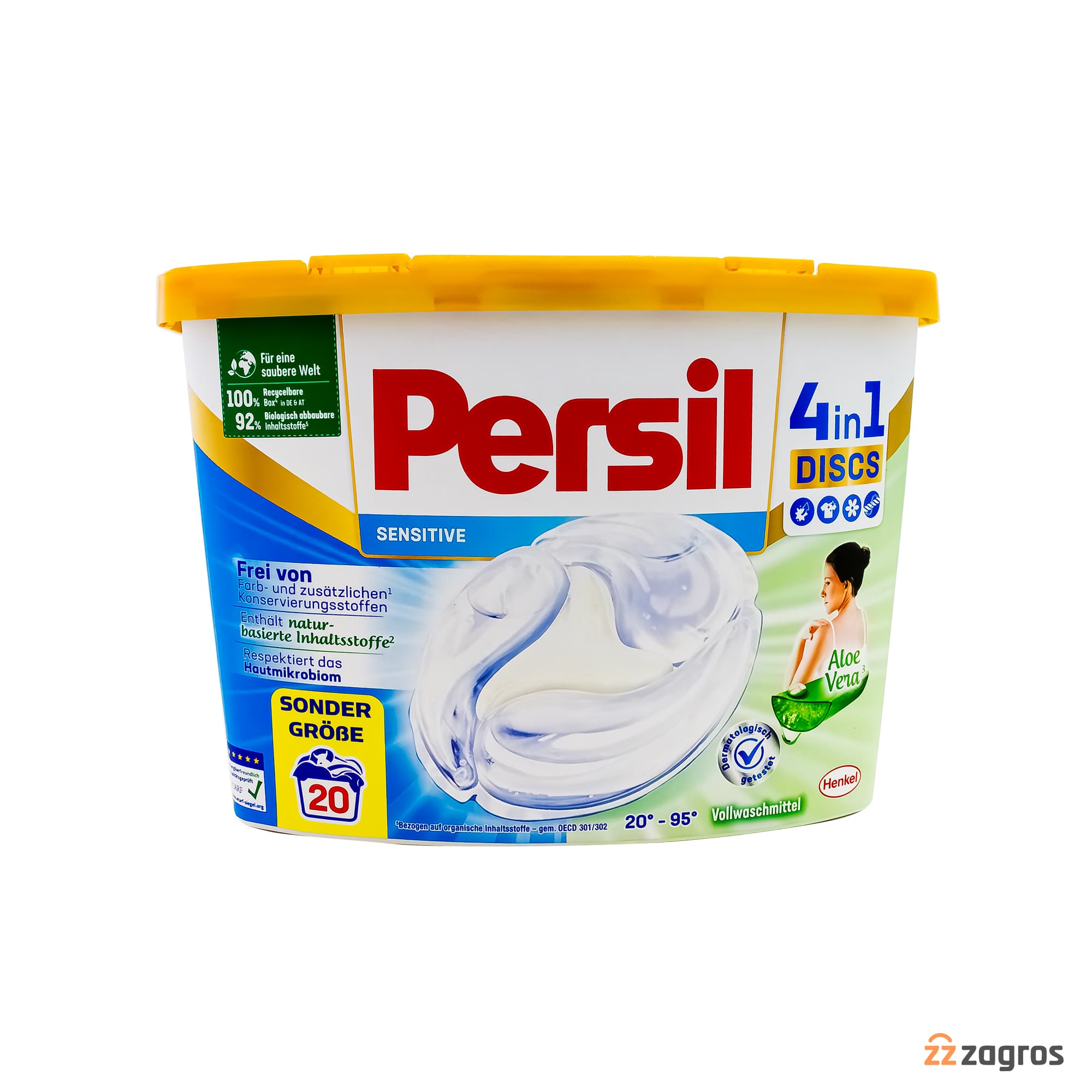 قرص ماشین لباسشویی پرسیل مدل 4In 1 Discs Sensitive بسته 20 عددی — تصویر ۹