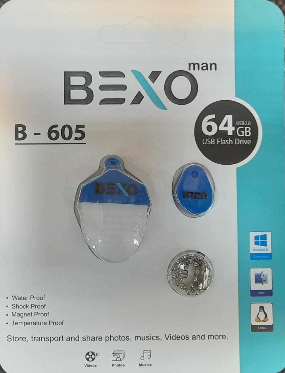 فلش مموری بکسو مدل B-605 ظرفیت 64 گیگابایت USB 2.0 طرحدار بدنه سیلیکونی — تصویر ۲