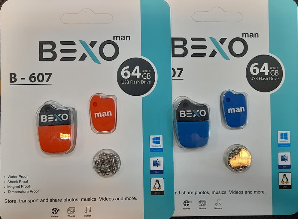 فلش مموری بکسو مدل B-607 ظرفیت 64 گیگابایت USB 2.0 طرحدار بدنه سیلیکونی
