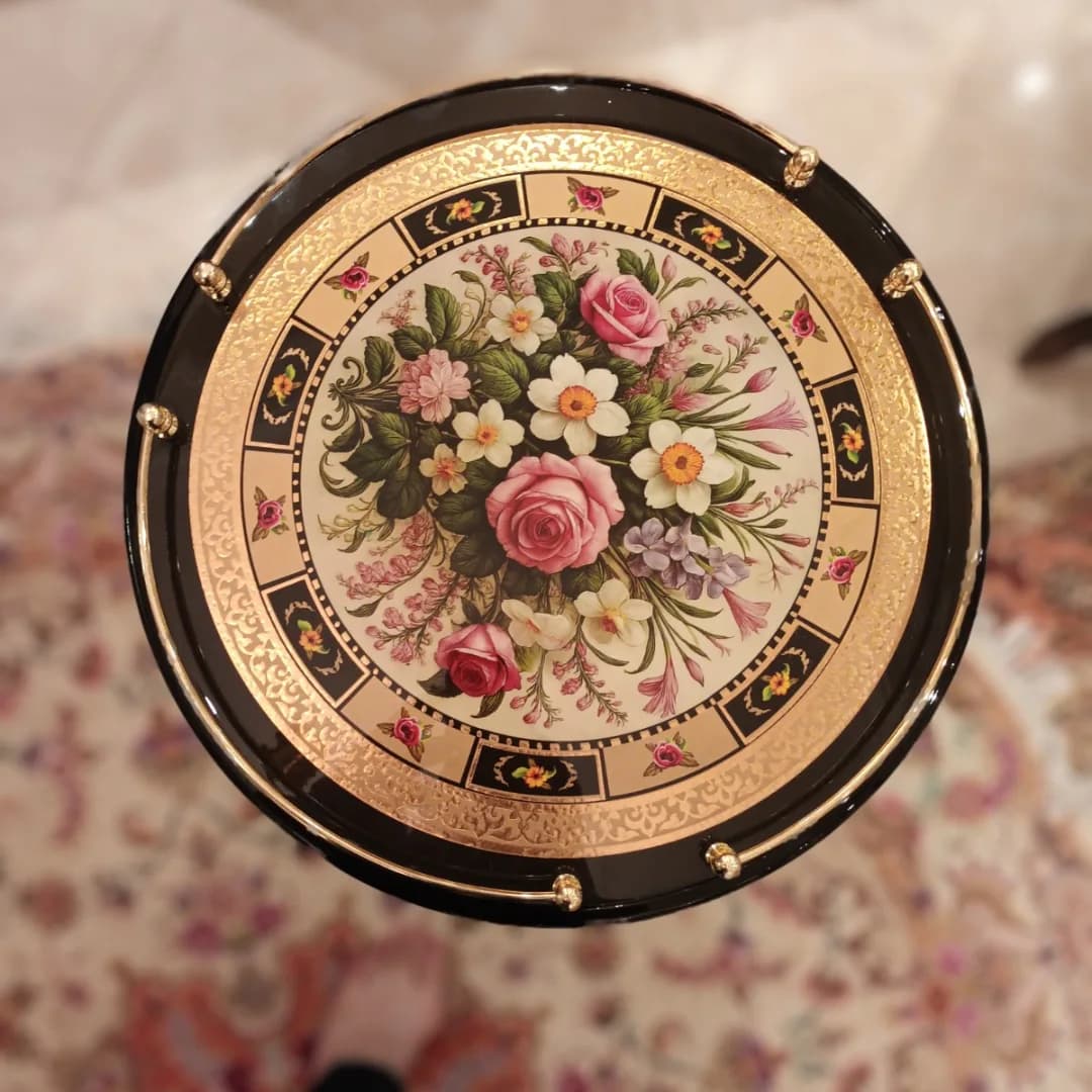میز کنار سالنی دو طبقه طرح گل – ارتفاع ۱۰۰ سانتی‌متر — تصویر ۲