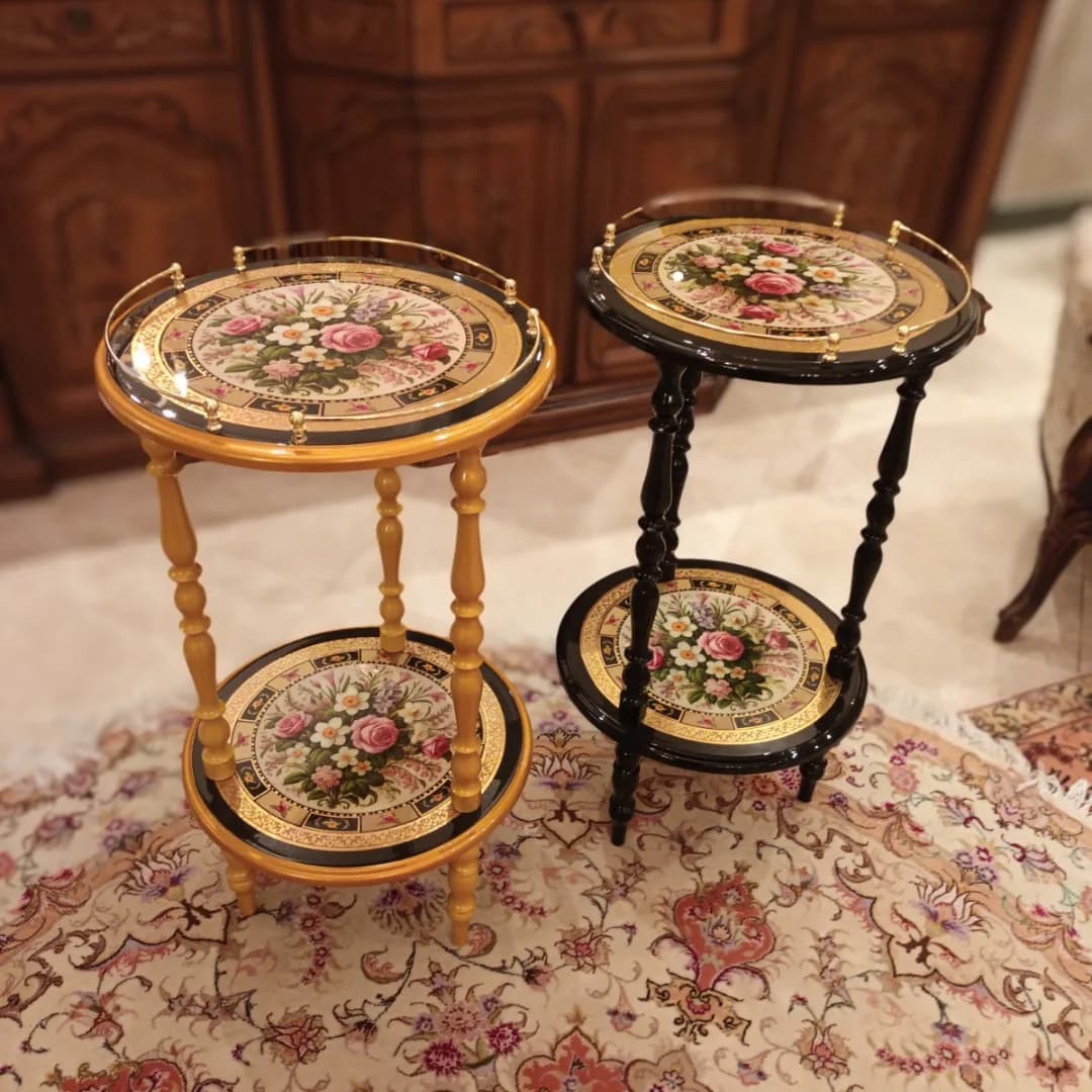 میز کنار سالنی دو طبقه طرح گل – ارتفاع ۱۰۰ سانتیمتر