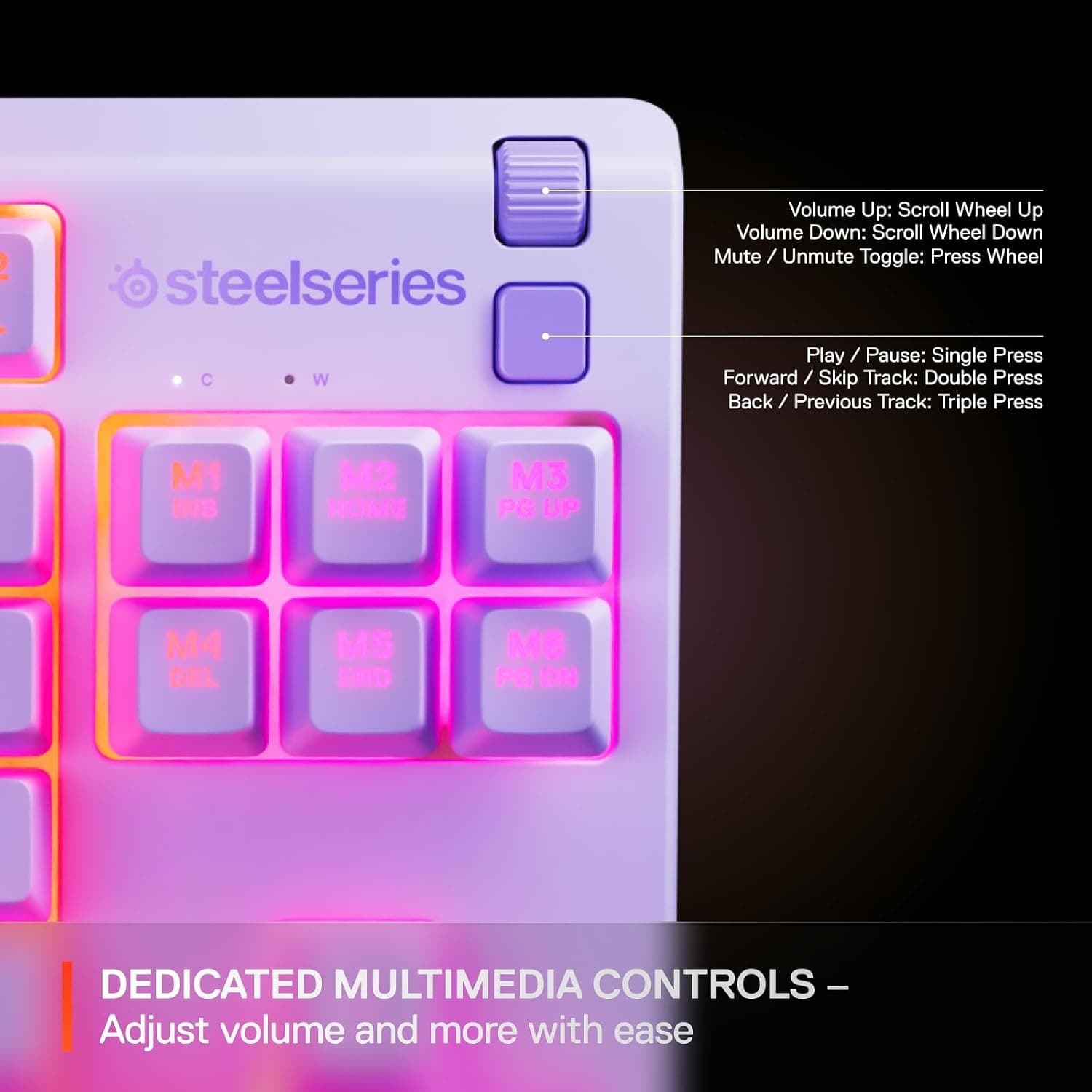 کیبورد SteelSeries Apex 3 TKL Lavender — تصویر ۸