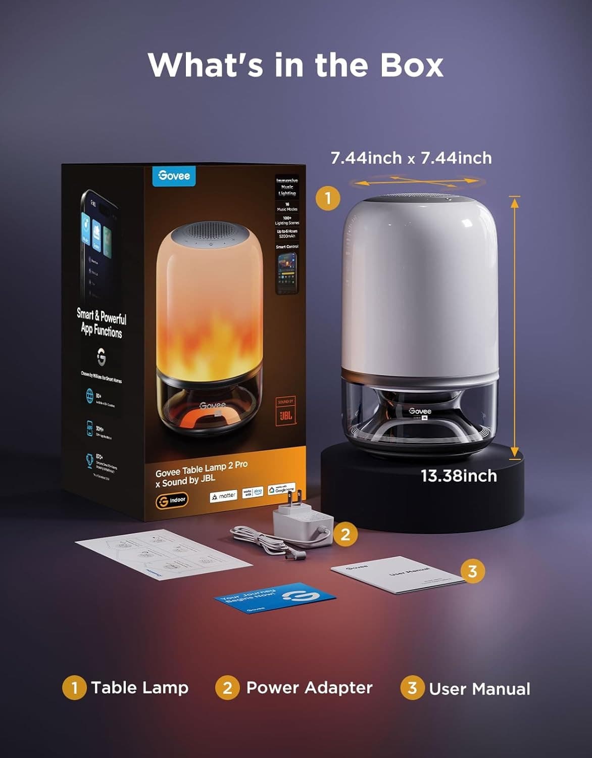 چراغ هوشمند رومیزی Govee Table Lamp 2 Pro x Sound by JBL H6020 — تصویر ۲