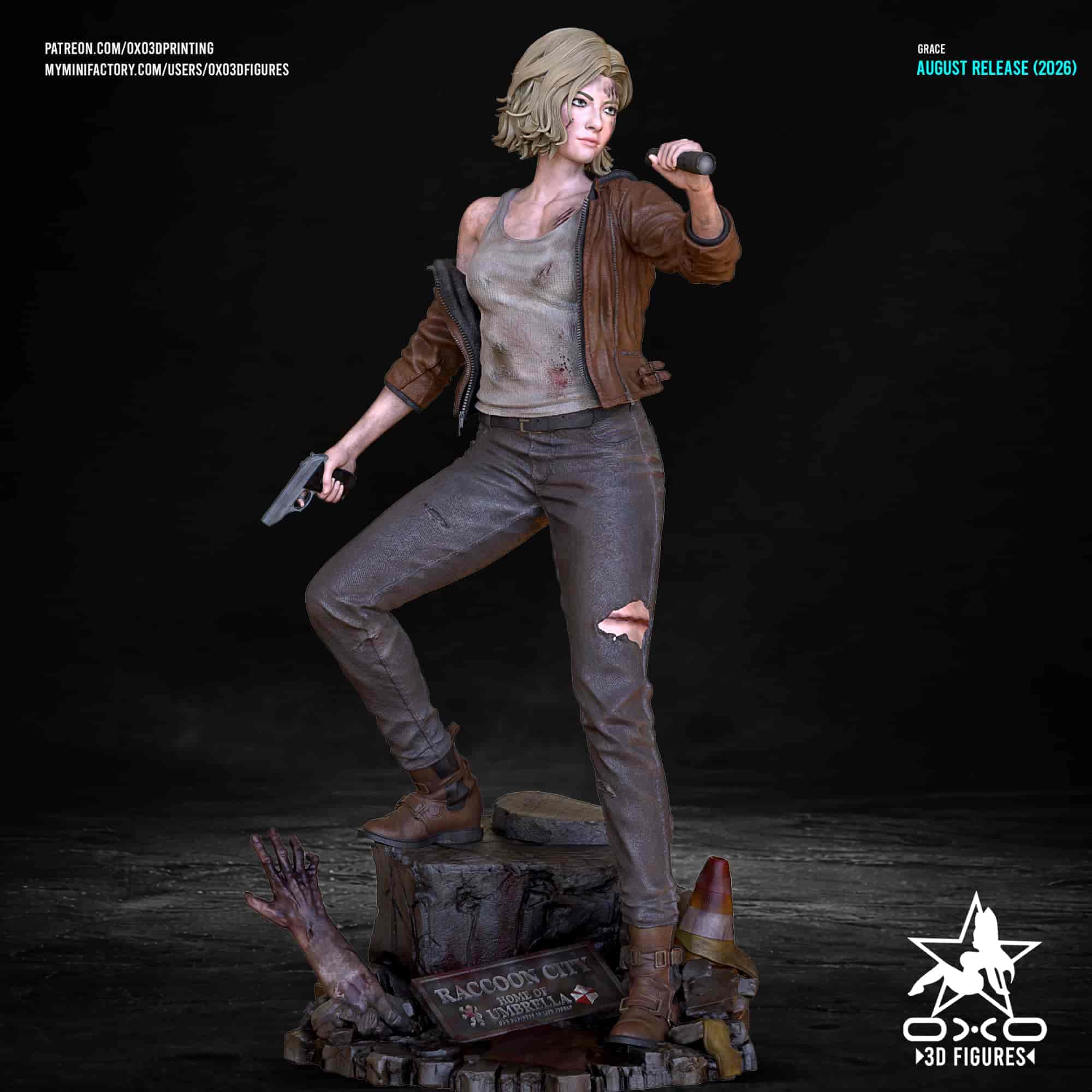 🧟‍♀️ فیگور دیوراما گریس اشکرافت راکون سیتی (Grace Ashcroft – Resident Evil) ارتفاع ۴۰ سانتی‌متر | جنس PLA+ — تصویر ۶
