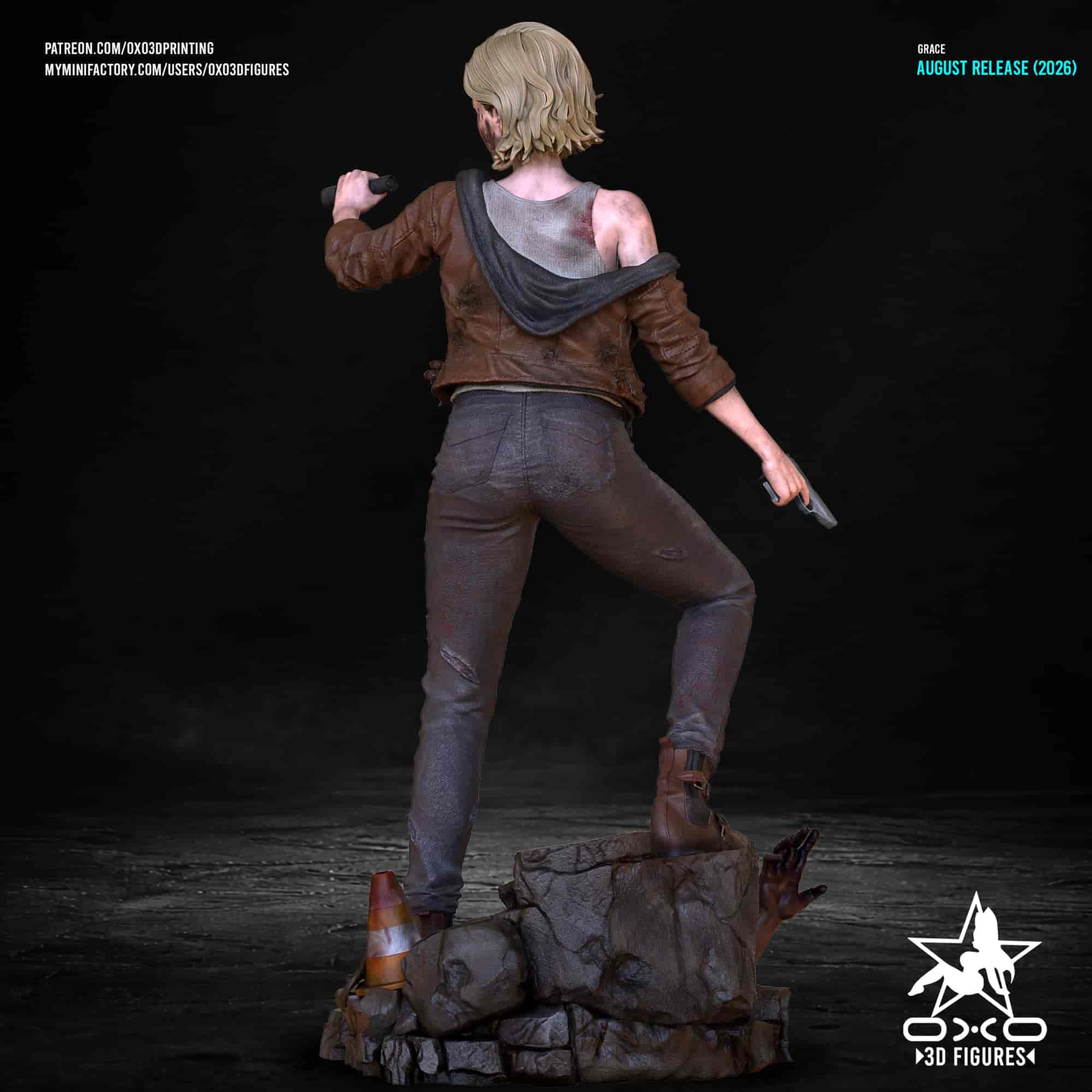 🧟‍♀️ فیگور دیوراما گریس اشکرافت راکون سیتی (Grace Ashcroft – Resident Evil) ارتفاع ۴۰ سانتی‌متر | جنس PLA+ — تصویر ۴