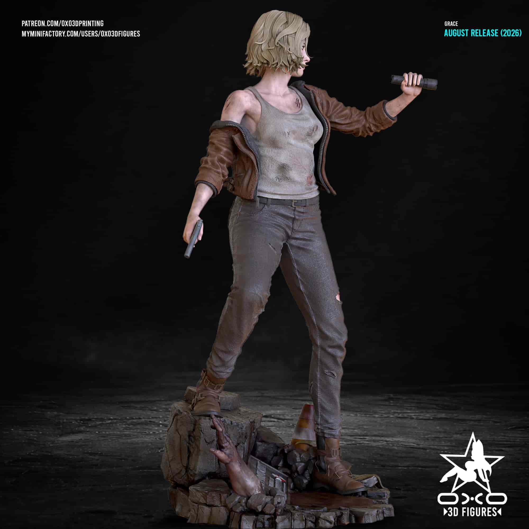 🧟‍♀️ فیگور دیوراما گریس اشکرافت راکون سیتی (Grace Ashcroft – Resident Evil) ارتفاع ۴۰ سانتی‌متر | جنس PLA+ — تصویر ۵