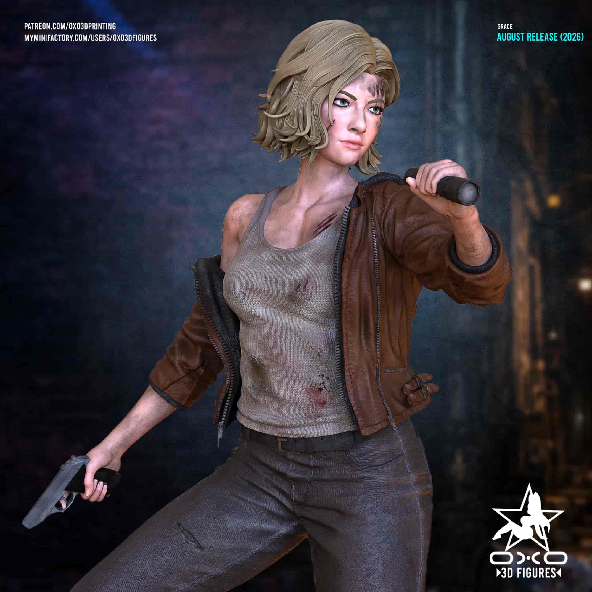 🧟‍♀️ فیگور دیوراما گریس اشکرافت راکون سیتی (Grace Ashcroft – Resident Evil) ارتفاع ۴۰ سانتی‌متر | جنس PLA+ — تصویر ۲