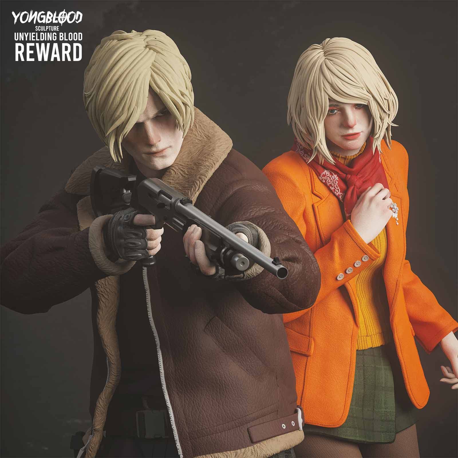 🧟♂️🔫 فیگور دیوراما لیون کندی و اشلی گراهام (Leon S. Kennedy & Ashley Graham) رزیدنت ایول ۴ ارتفاع ۴۰ سانتیمتر | جنس PLA+ — تصویر ۸