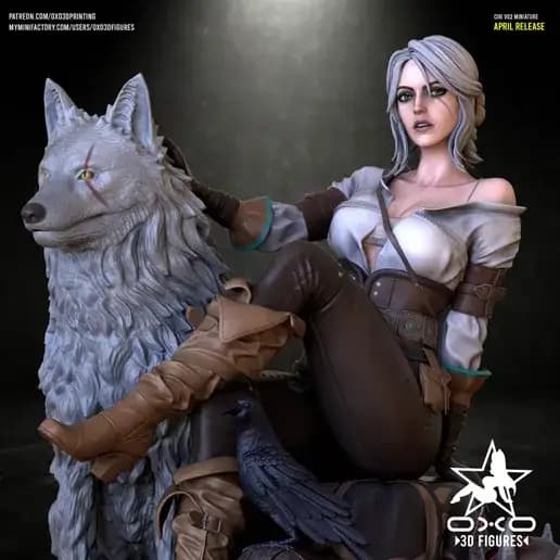 🐺 فیگور سیری Ciri از The Witcher همراه با گرگ ۳۵ سانتیمتر | جنس PLA+ — تصویر ۱۰