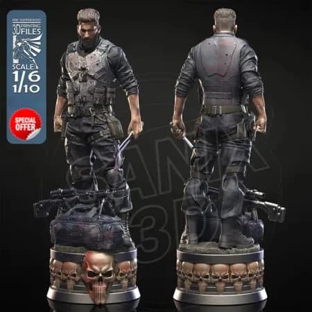 🔥💀 فیگور پانیشر The Punisher | مجسمه ۴۵ سانتیمتری با طراحی تاکتیکال | PLA+ — تصویر ۴
