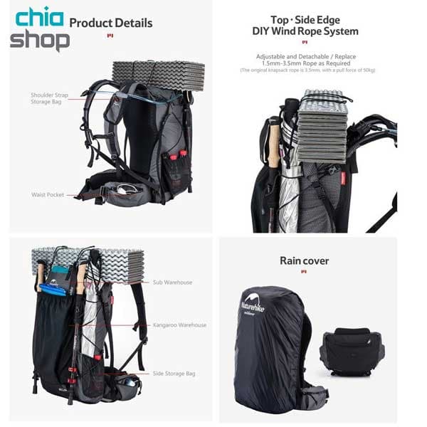 کوله پشتی 60L+5L نیچرهایک NH19BO095 — تصویر ۳