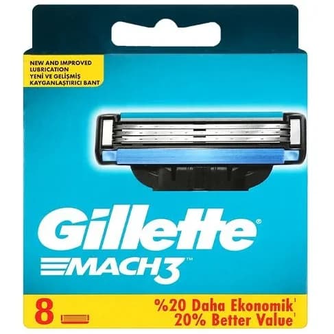 تیغ اصلاح یدک ژیلت مچ تری 8عددی Gillette Mach 3 Shaving Blade Refills