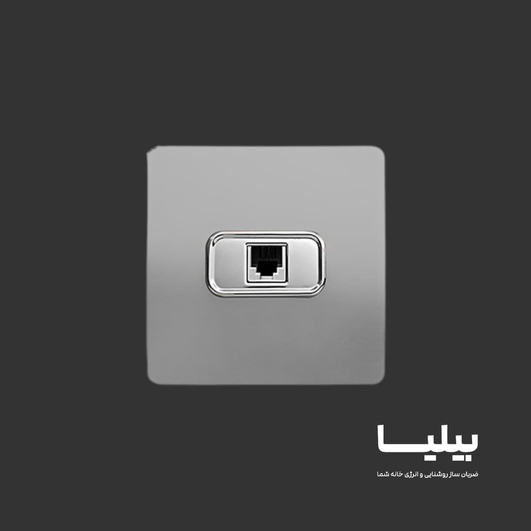 پریز تلفن تک سوکت مدل کریستال نقره ای برند آسیا الکتریک — تصویر ۲
