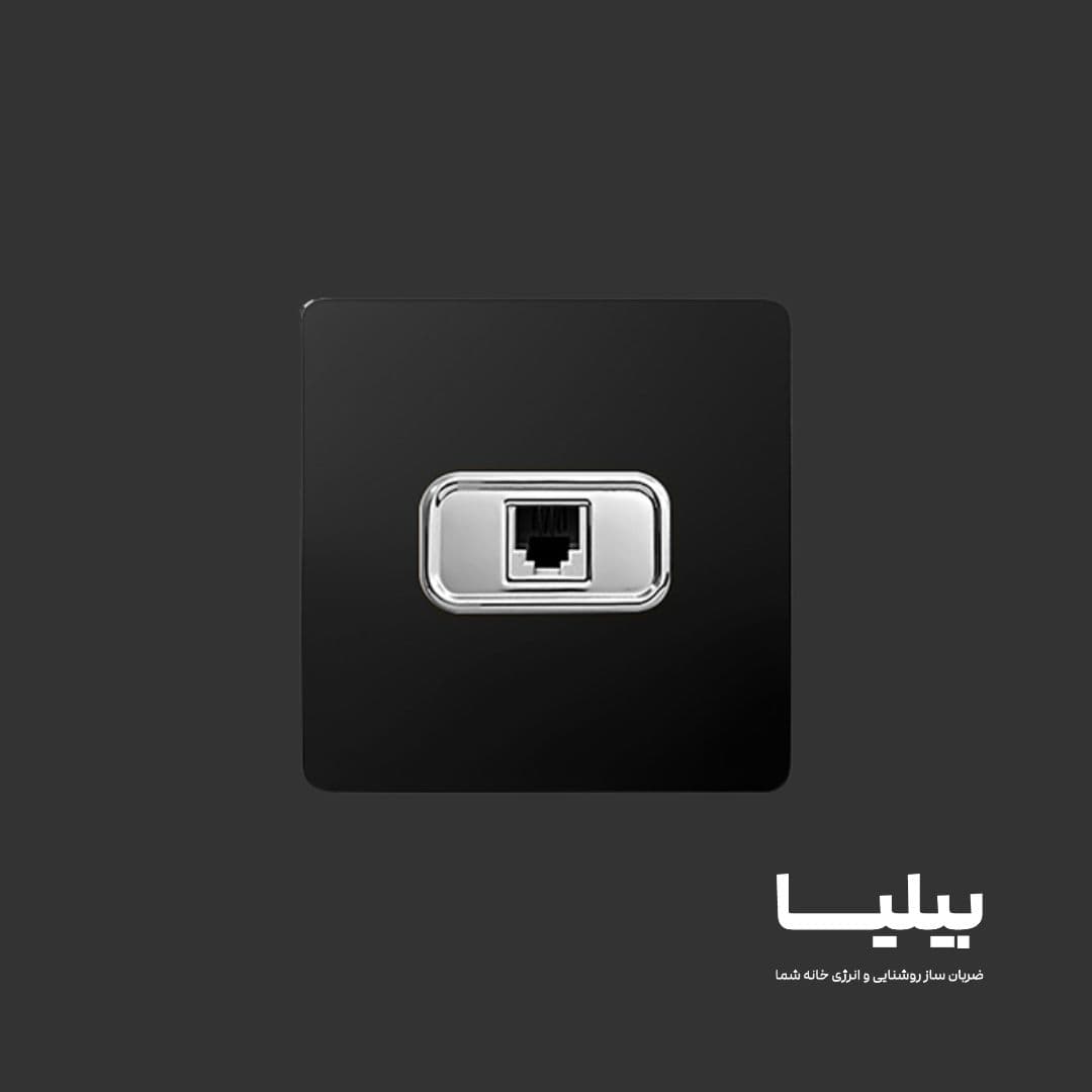 پریز تلفن تک سوکت مدل کریستال مشکی نقره ای برند آسیا الکتریک — تصویر ۴