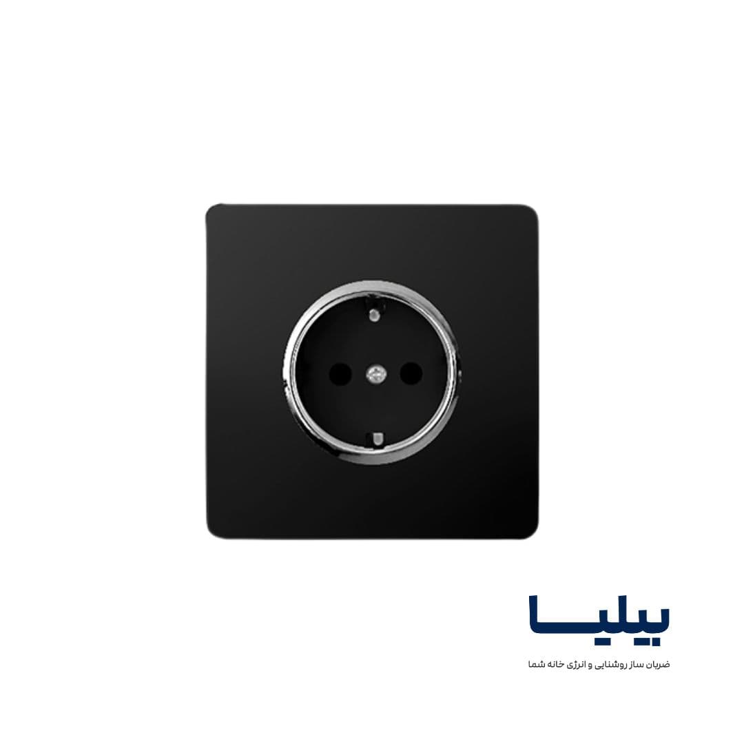 پریز برق ارت دار مدل کریستال مشکی نقره ای برند آسیا الکتریک — تصویر ۳