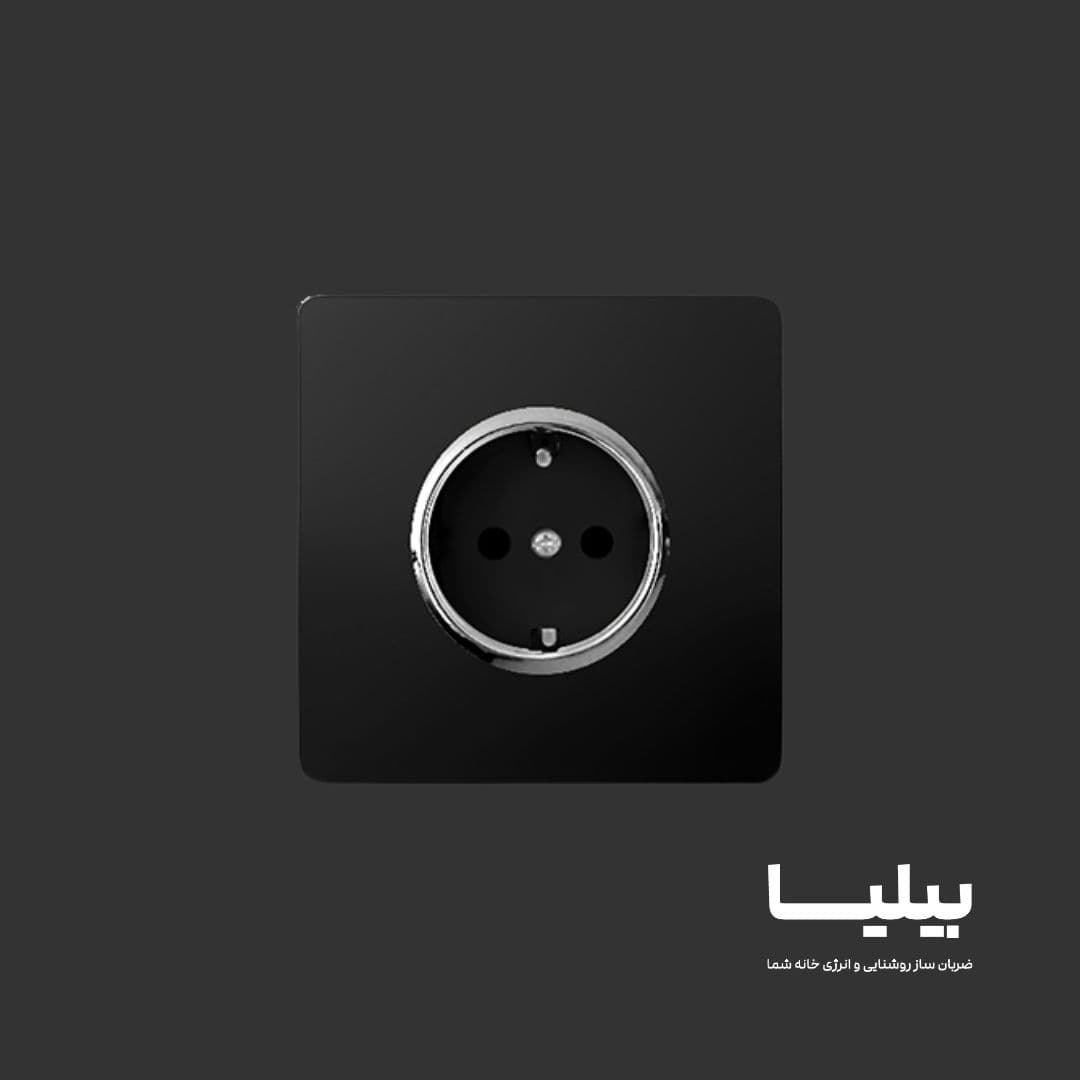 پریز برق ارت دار مدل کریستال مشکی نقره ای برند آسیا الکتریک — تصویر ۴