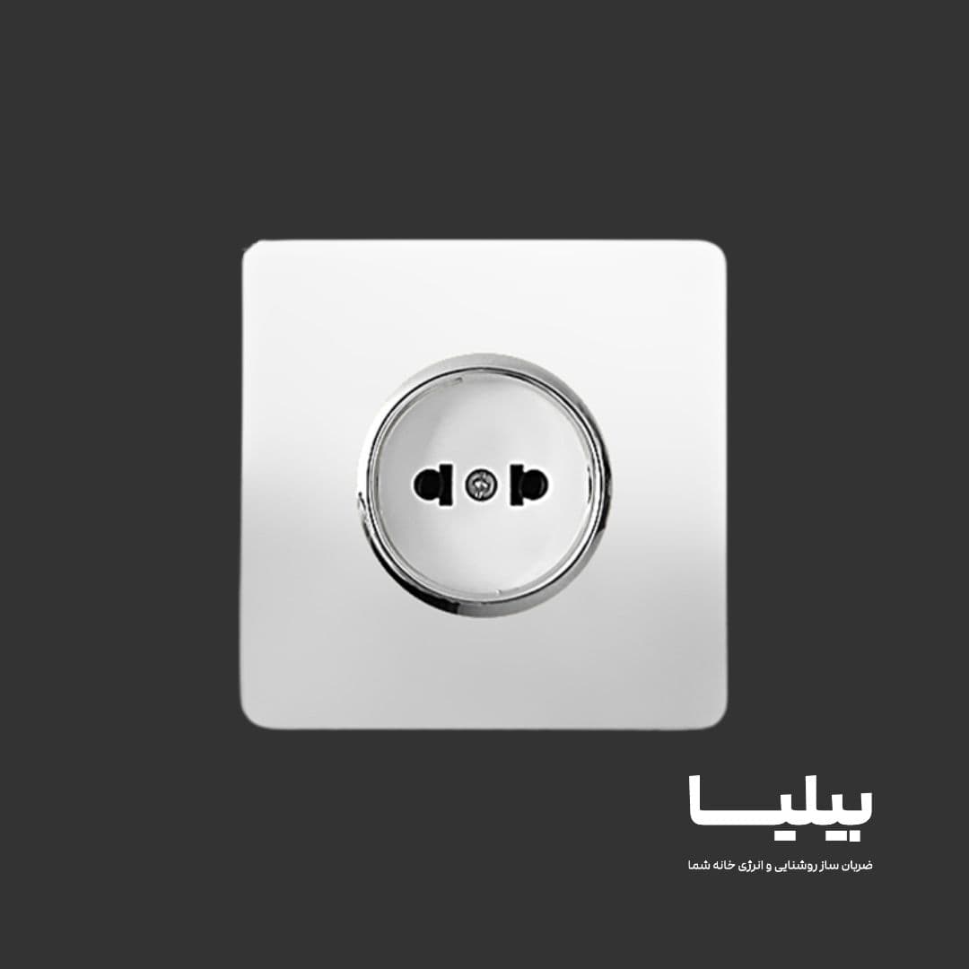 پریز برق ساده مدل کریستال سفید نقره ای برند آسیا الکتریک — تصویر ۲